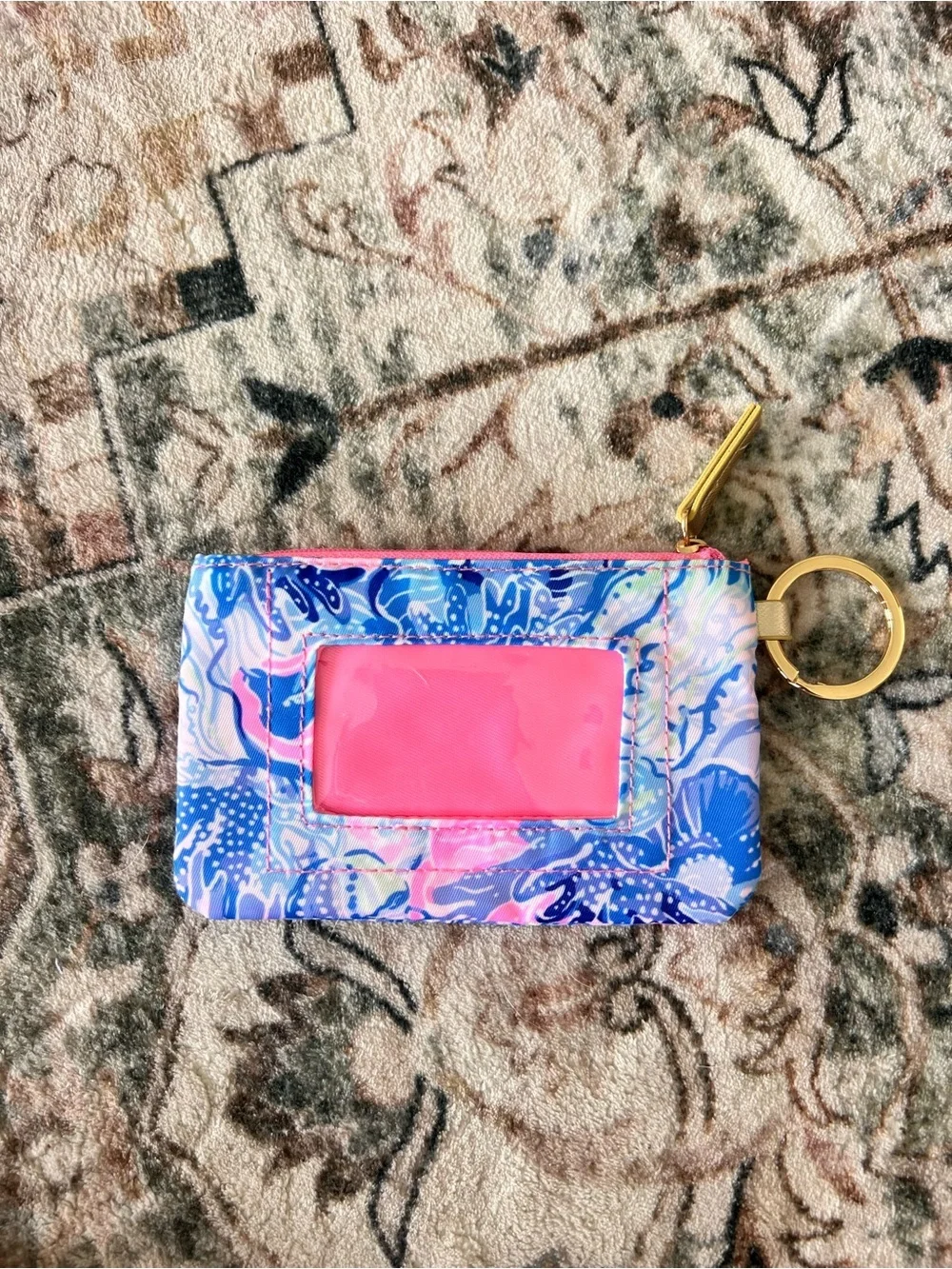 Lily Pullitzer ID Case New With Tags Pink & Blue Gold Hardware